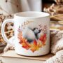 Personalised Dog Mug Poodle In An Autumn Wreath, thumbnail 1 of 2