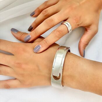 Art Deco Sterling Silver Statement Bangle, 3 of 8