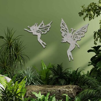 Set Of Two Metal Fairies Fairy Wall Art Decor, 5 of 10