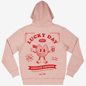 Lucky Day Fortune Cookies Unisex Peach Hoodie, 8 of 8