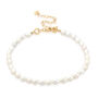 Yellow Gold Plated Slim White Pearl Bracelet, thumbnail 3 of 7