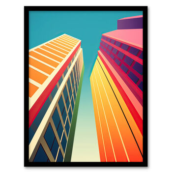 City Life Multi Color Vibrant Skyscraper Wall Art Print, 5 of 6