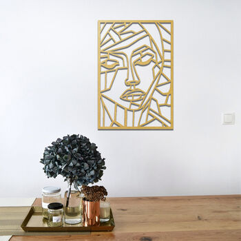 Modern Geometric Womans Face Wooden Wall Line Art Decor, 4 of 9