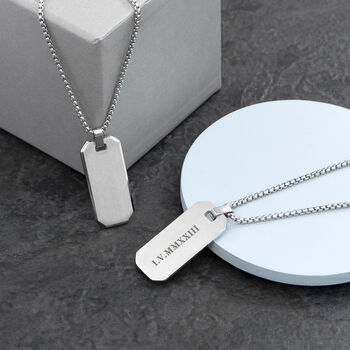 Personalised Men's Brushed Steel Dog Tag Necklace, 9 of 9