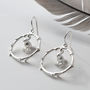 Sterling Silver Little Bird Dangly Hoop Earrings, thumbnail 2 of 6