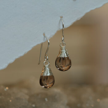 Smokey Quartz Woven Earrings, 2 of 5