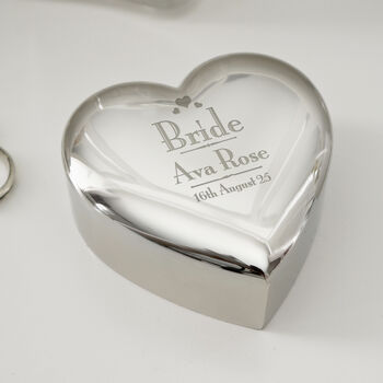 Personalised Wedding Bride Heart Trinket Box, 3 of 3