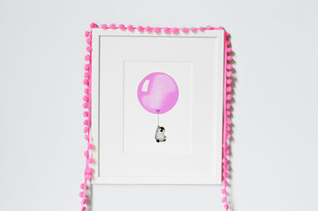 Personalised Fuchsia Pink Balloon Print For Girl's Room, 2 of 10
