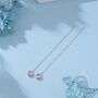 Tiny Pink Cz Heart Threader Earrings In Sterling Silver, thumbnail 7 of 12