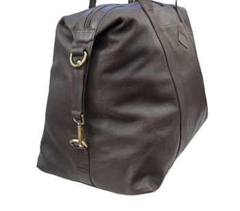 Elpaso Brown Thick Leather Holdall, 4 of 6