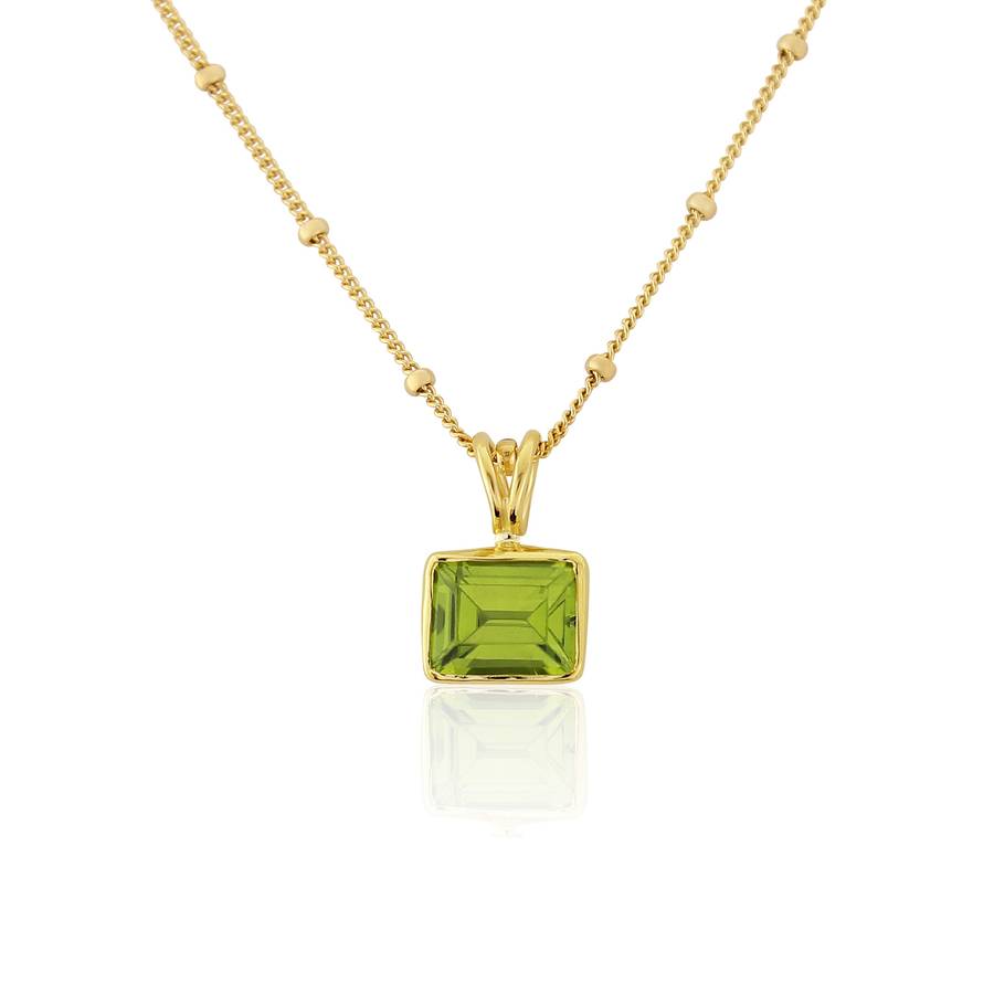 Rectangular Peridot Pendant Set In 18ct Gold By Argent of London