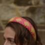 Pink And Yellow Silk Padded Headband 'Everlee', thumbnail 4 of 9