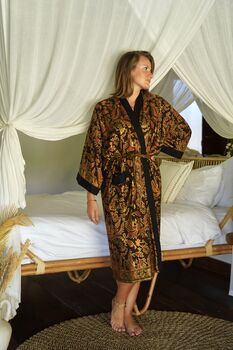 Chocolate Brown Batik Kimono Robe, 7 of 9