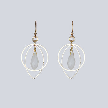 Gold Plated Geometric And White Opal Earrings, 6 of 7