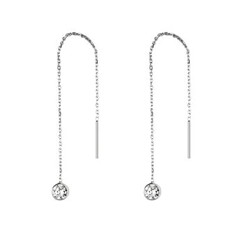 Sterling Silver Chain Solitaire Earring, 4 of 5