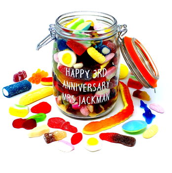 'Happy Anniversary' Personalised Retro Sweets Jar, 2 of 4