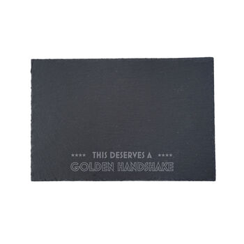Great British Bakers 'This Deserves A Golden Handshake' Rectangular Slate Cheeseboard In Gift Box, 2 of 2
