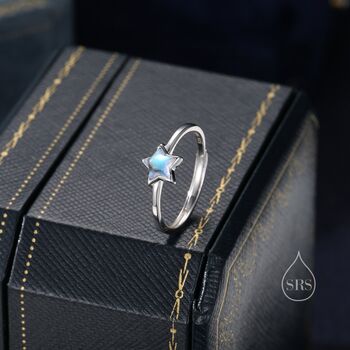 Sterling Silver Moonstone Star Ring, 4 of 10