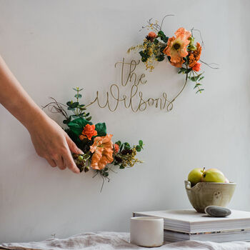 Personalised Autumn Faux And Dried Flower Name Sign, 3 of 5
