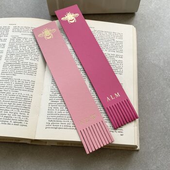 Personalised Leather Bookmark With Bee, 6 of 7