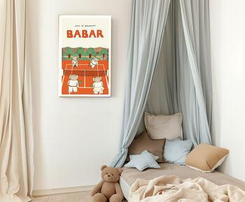 Babar The Elephant Tennis Nursery Art Print, 2 of 3