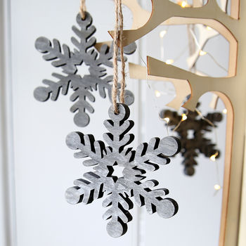 Grey Snowflake Hanging Decoration, 2 of 3