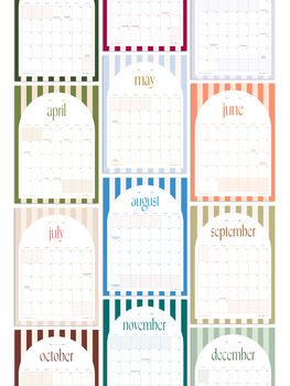 2026 A4 Or Large A3 Monthly Wall Calendar | Candy Stripes, 6 of 10