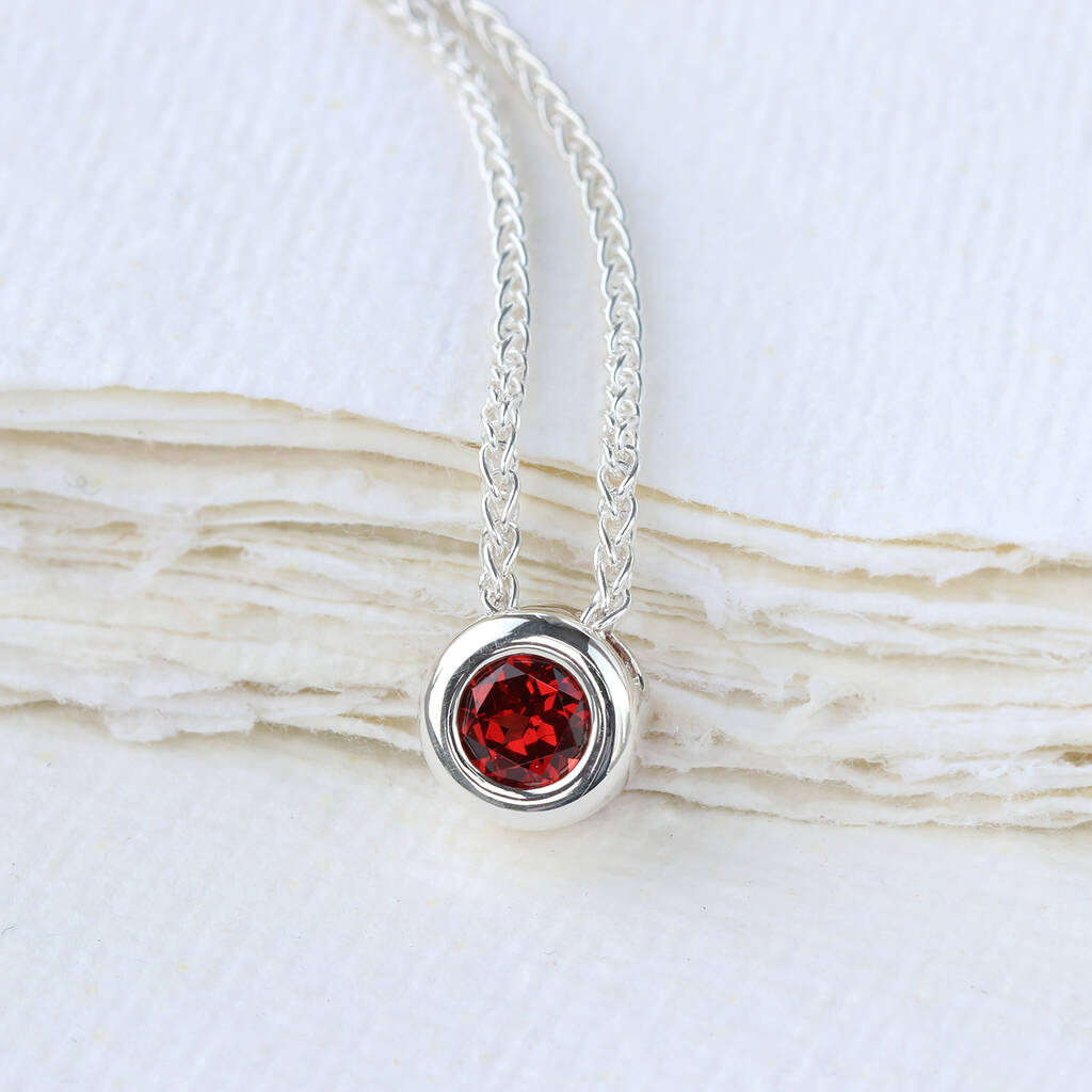 Sterling Silver January Jewelry Pendants & Charms Solid CZ Garnet Pendant 1 