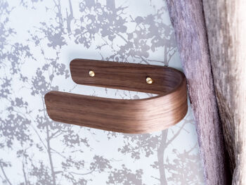 Walnut Curtain Tie Backs, Curved Holdbacks, Pack Of Two, 3 of 6