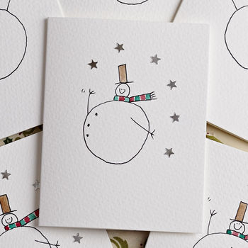 Pack Of Six Snowmen With Stars Cards, 3 of 6