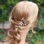 White Floral Bridal Hair Pins Set Of Three, thumbnail 1 of 12