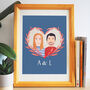 Personalised Hand Painted Couple Portrait Print, thumbnail 1 of 4