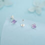 Sterling Silver Purple Hydrangea Flower 16 G Flat Back Labret Earrings, thumbnail 5 of 11