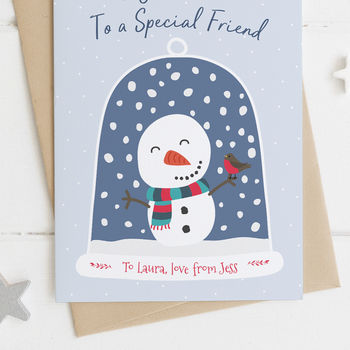 Special Friend Personalised Snowman Christmas Card, 2 of 2