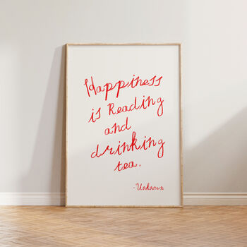 Happiness Is Reading And Drinking Tea Wall Print, 2 of 9