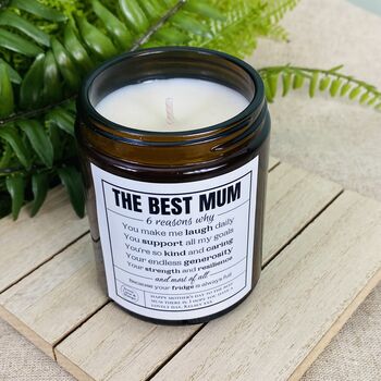 Personalised Mothers Day Best Mum Amber Candle, 2 of 5