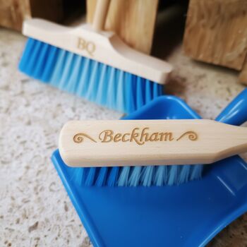 Personalised Wooden Children's Dustpan And Brush Set, 5 of 6