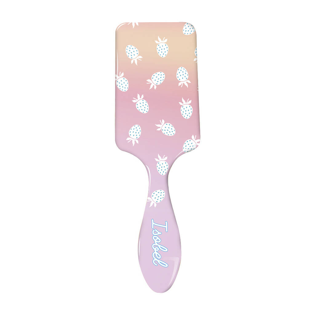 Fruity Strawberry Personalised Hair Brush By Giant Sparrows