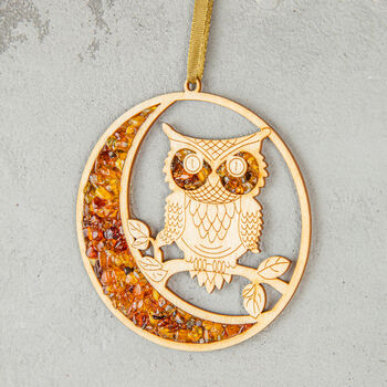 Owl Ornament Home Décor With Amber, 2 of 2