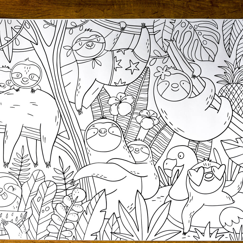 Fun Sloths Giant Activity Colouring Poster, 1 of 8