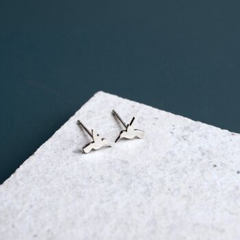 Tiny Sterling Silver Hummingbird Stud Earrings, 2 of 8