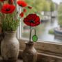 Vibrant Red Poppy Glass Flowers, thumbnail 1 of 5