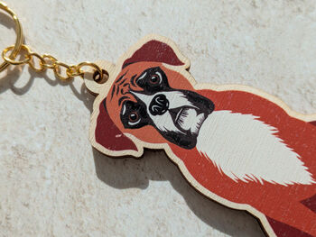 Boxer Dog Wooden Keyring With Optional Christmas Card, 8 of 12