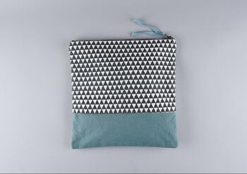 Block Print Alibag Triangle Fold Over Wash Bag Teal, 4 of 4