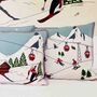 Alpine Themed Little Skiers Embroidered Wool Cushion, thumbnail 3 of 3