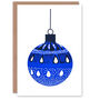 A Single Bauble Blue Ornament Xmas Christmas Card, thumbnail 1 of 4