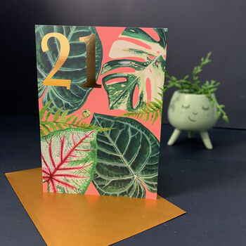 21st Birthday Houseplants Card With Gold Type Detail, 2 of 3