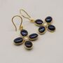 Blue Sapphire, Pearl Drop Gold Earrings, thumbnail 2 of 5