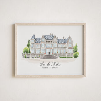 Personalised Wedding Church Watercolour Hand Drawn Sketch – Couple Gift, 8 of 12