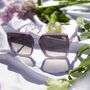 Front Lens Chunky Square Angled Sunglasses In Lilac, thumbnail 1 of 3